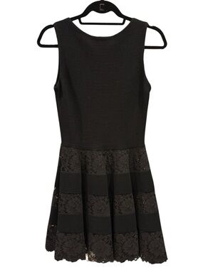 Valentino Black Sleeveless Lace-Panel Fit & Flare Dress
